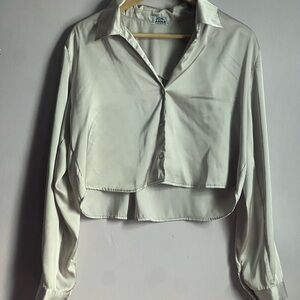 Jon & Anna Cream Crop Button Down Shirt